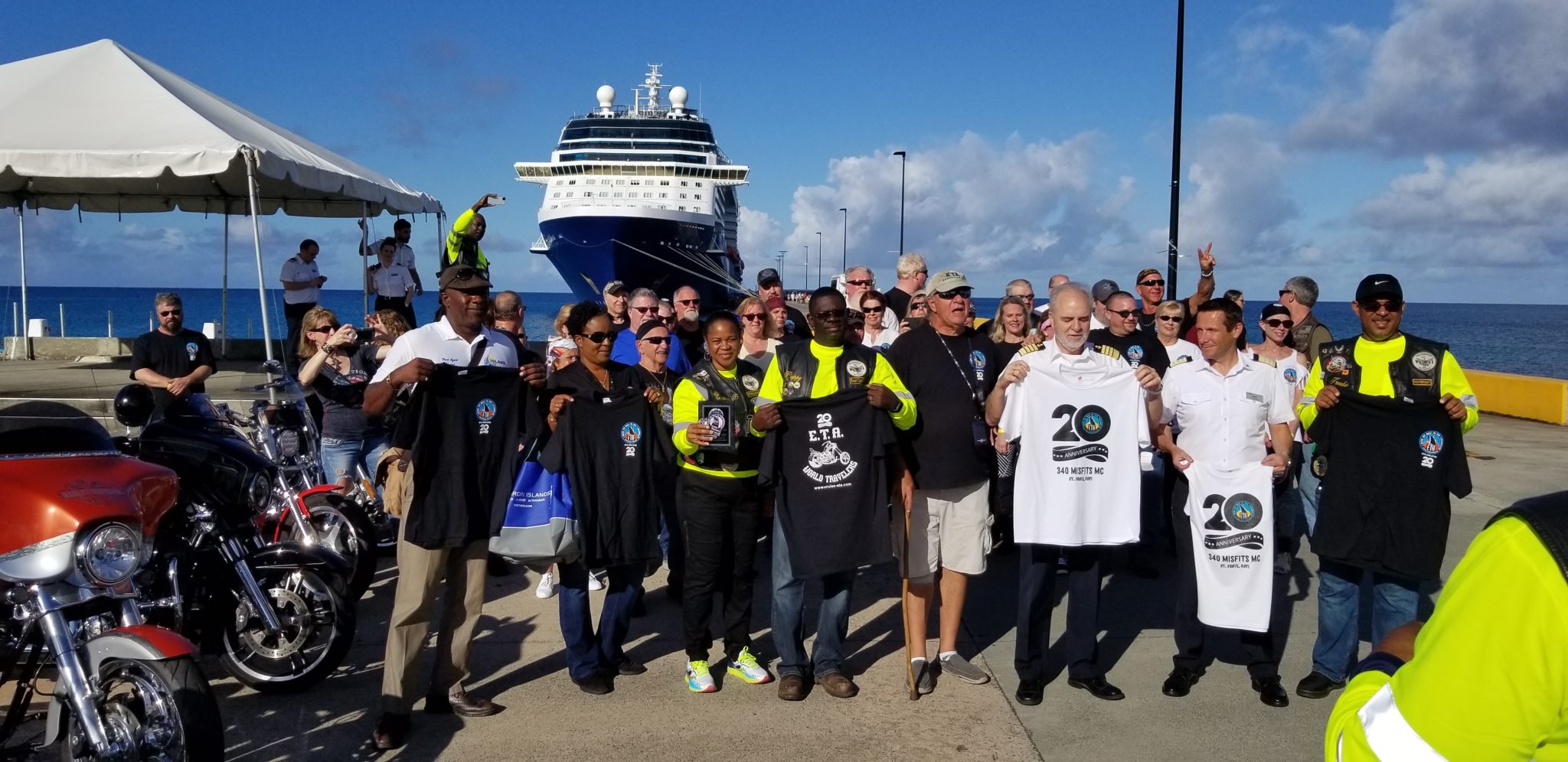 The ETA Motorcycles Cruises group in Frederksted on Wednesday. (Photo courtesy of Mark Finch)