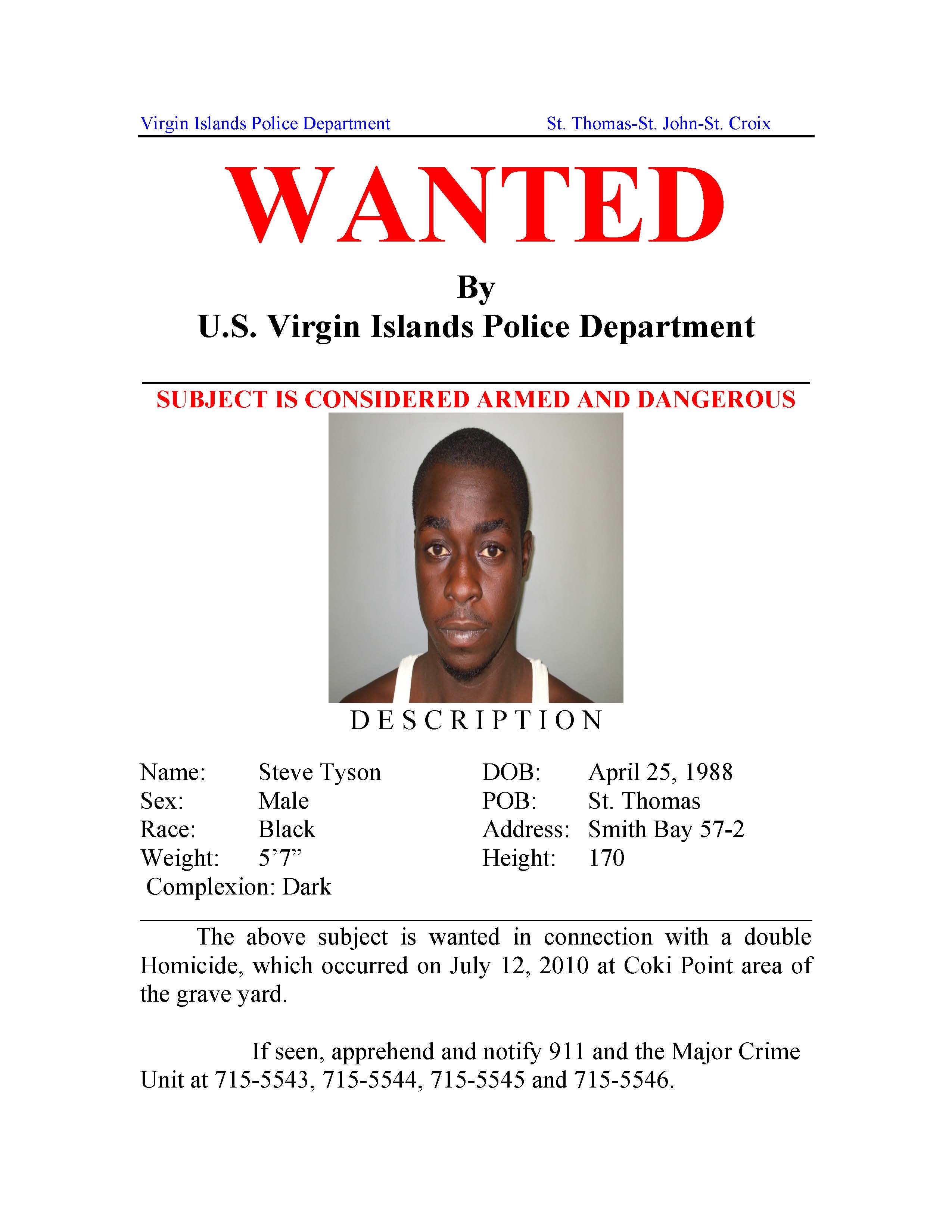 Police Issue Wanted Poster for Double Homicide Suspect