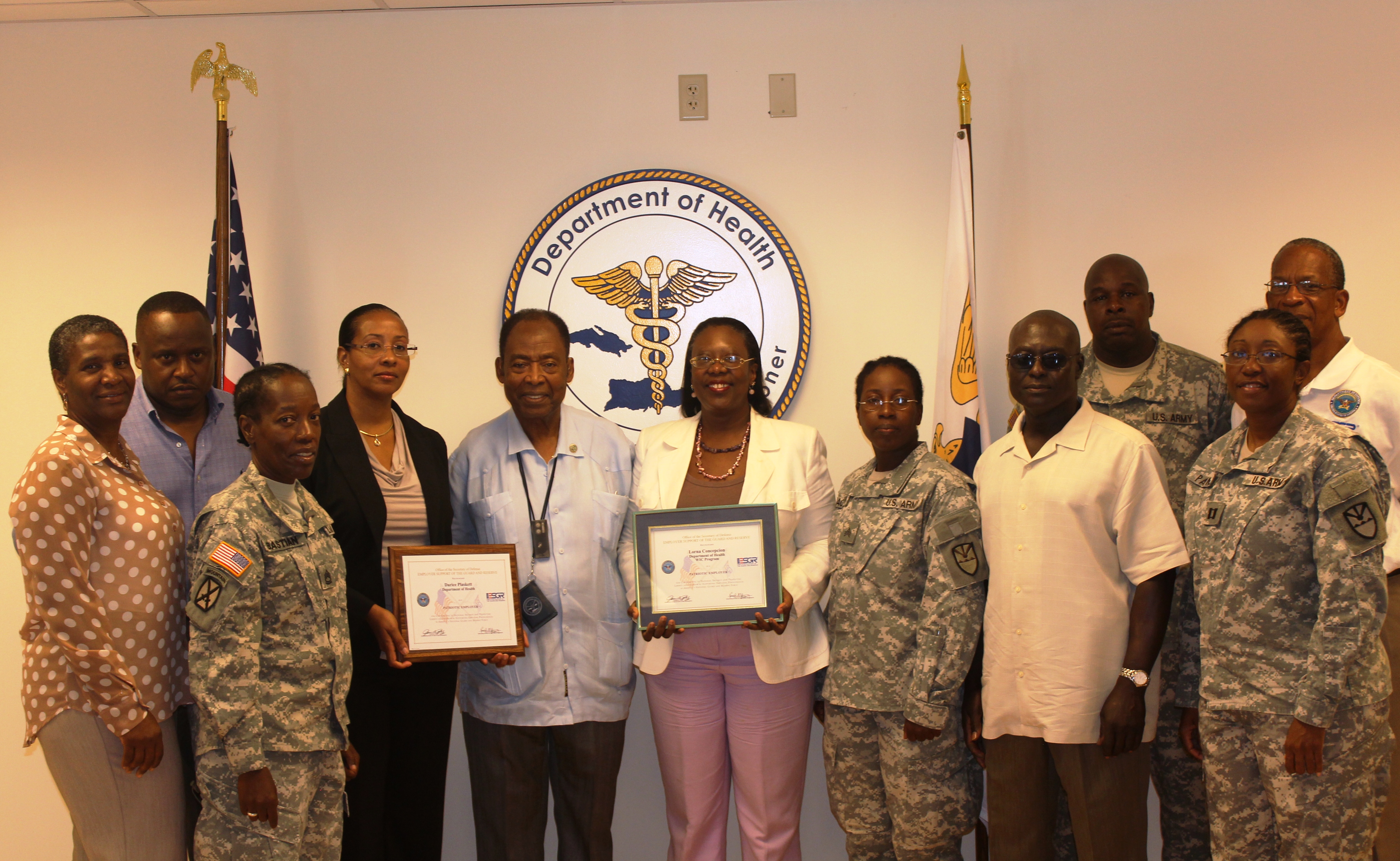 V.I. Department of Health Honored by Department of Defense for Patriotic Support of Employees Serving in VING