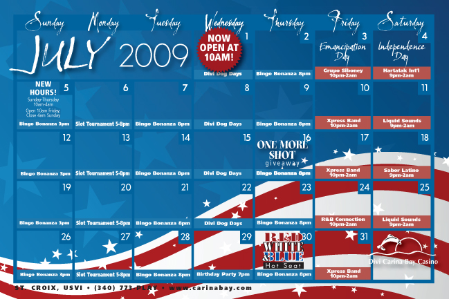 Divi Carina Bay Casino's Schedule for June